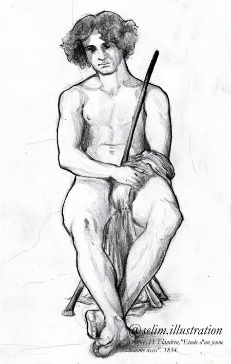 H. Flandrin "Etude d'un Barger assis", 1834